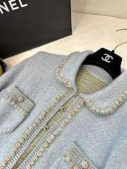 Colestore Chanel Knit Jacket Pastel Blue with Braided Trim & Front Pockets - 6