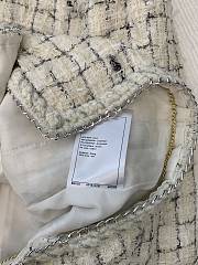 Colestore Chanel Tweed Jacket White & Grey Check with Gold CC Buttons - 6