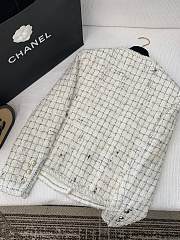 Colestore Chanel Tweed Jacket White & Grey Check with Gold CC Buttons - 5
