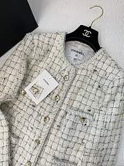 Colestore Chanel Tweed Jacket White & Grey Check with Gold CC Buttons - 3