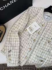Colestore Chanel Tweed Jacket White & Grey Check with Gold CC Buttons - 2