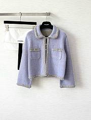	 Colestore Chanel Knit Jacket Pastel Purple with Braided Trim & Front Pockets - 1