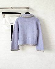	 Colestore Chanel Knit Jacket Pastel Purple with Braided Trim & Front Pockets - 5