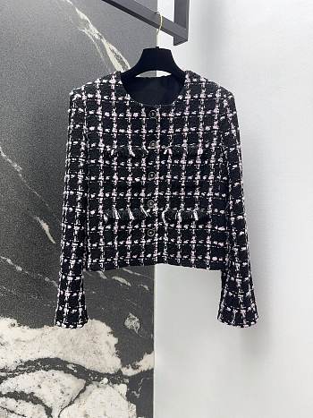 Colestore Chanel Black & Pink Checked Tweed Jacket