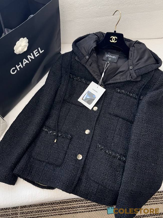 Colestore Chanel Black Tweed Hooded Jacket - 1