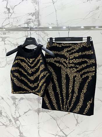 Colestore Balmain Embroidered Tweed Black Set 