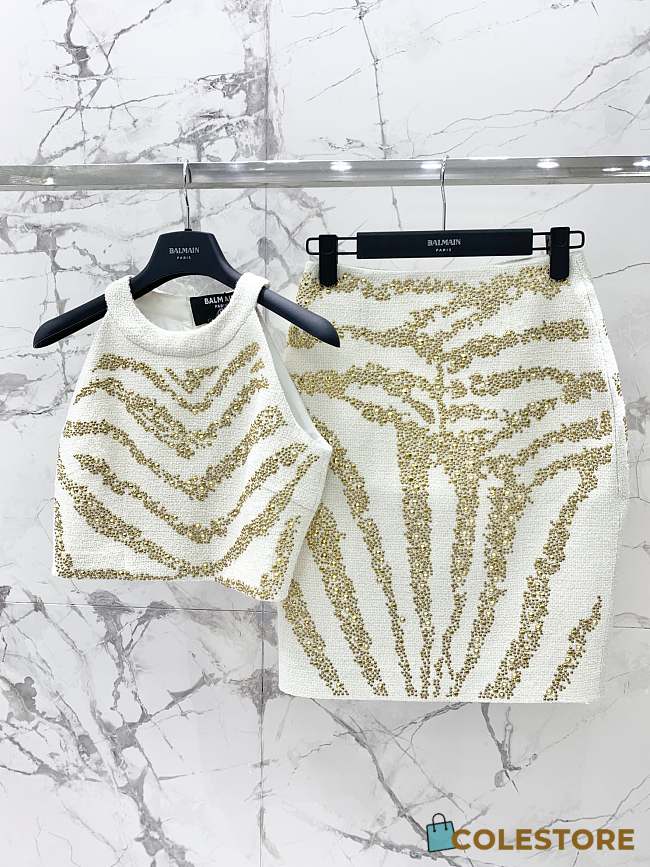 Colestore Balmain Embroidered Tweed White Set  - 1