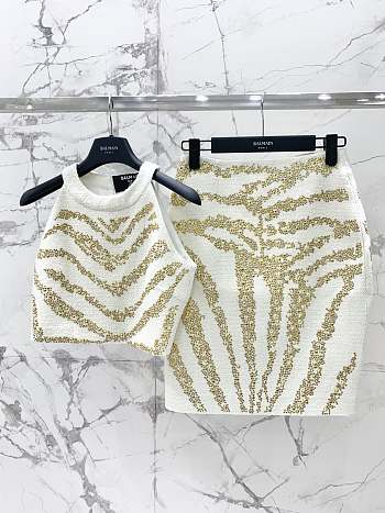 Colestore Balmain Embroidered Tweed White Set 