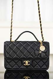Colestore Chanel Coco Handle Flap Bag in Black Caviar with Gold Hardware & Charms 25x16.5x8.5cm - 1