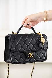 Colestore Chanel Coco Handle Flap Bag in Black Caviar with Gold Hardware & Charms 25x16.5x8.5cm - 3