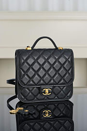 Colestore Chanel Backpack Grained Shiny Calfskin & Gold-Tone Metal Black 22x19.5x7cm - 4