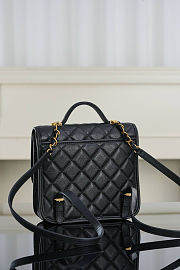 Colestore Chanel Backpack Grained Shiny Calfskin & Gold-Tone Metal Black 22x19.5x7cm - 3