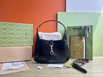 Colestore Gucci Jackie Medium Bag in Black Patent Leather 27.5x19x4cm