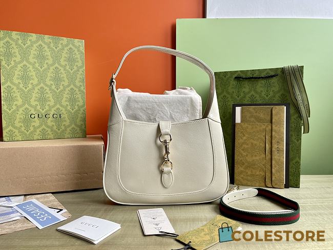 Colestore Gucci Jackie Medium Bag in Whỉte Patent Leather 27.5x19x4cm - 1