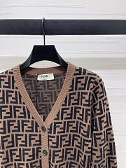 Colestore Fendi FF-Jacquard Knitted Cardigan Dark Brown - 6