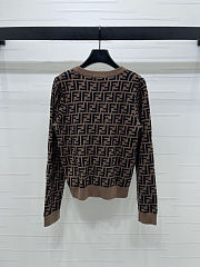 Colestore Fendi FF-Jacquard Knitted Cardigan Dark Brown - 5