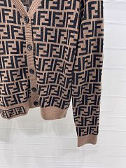 Colestore Fendi FF-Jacquard Knitted Cardigan Dark Brown - 4