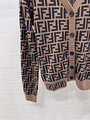 Colestore Fendi FF-Jacquard Knitted Cardigan Dark Brown - 3