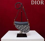 Colestore Dior Mini Soft Saddle Bag with Strap Blue Dior Oblique Jacquard and Smooth Calfskin 20 x 14 x 6 cm - 4