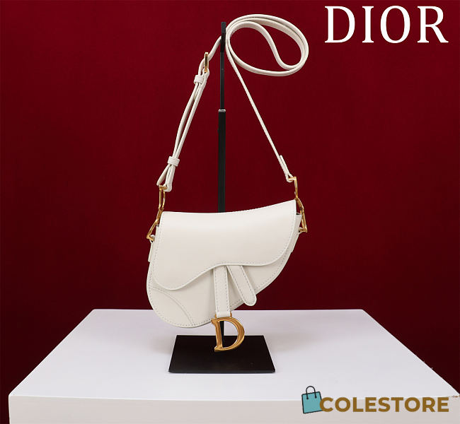 Colestore Dior Mini Soft Saddle Bag with Strap Latte Vintage Smooth Calfskin  20 x 14 x 6 cm - 1