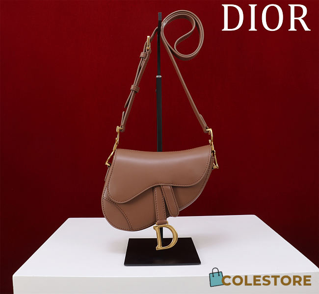 Colestore Dior Mini Soft Saddle Bag with Strap Camel Vintage Smooth Calfskin 20 x 14 x 6 cm - 1