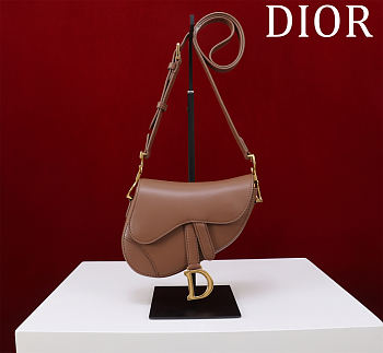 Colestore Dior Mini Soft Saddle Bag with Strap Camel Vintage Smooth Calfskin 20 x 14 x 6 cm