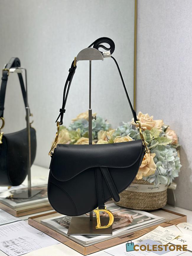 Colestore Dior Medium Soft Saddle Bag with Strap Black Vintage Smooth Calfskin 24 x 20 x 7 cm - 1