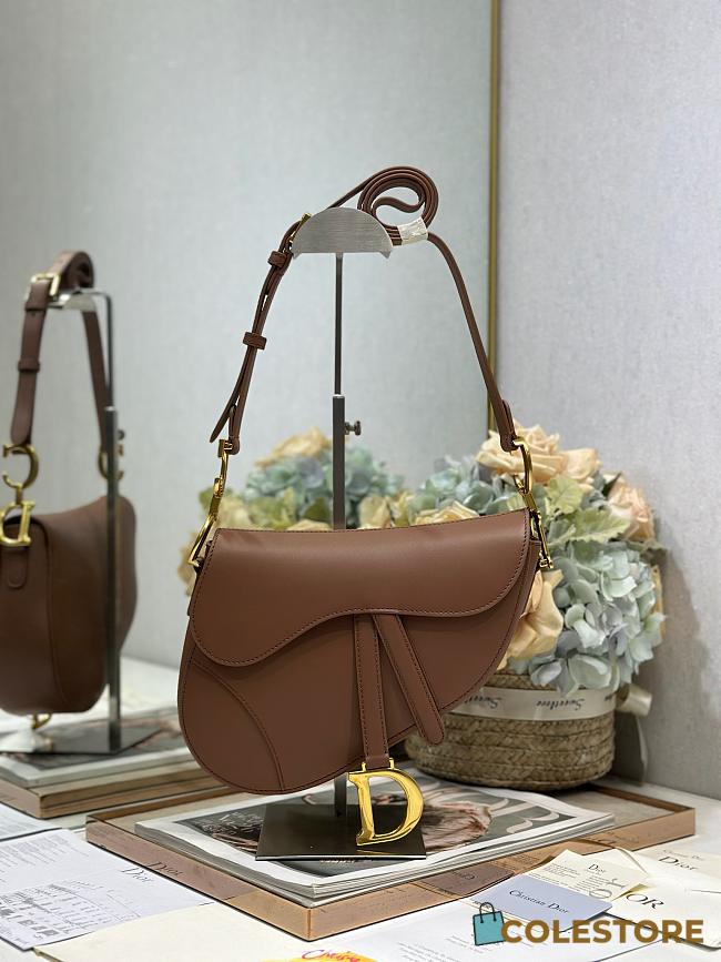 Colestore Dior Medium Soft Saddle Bag with Strap Brown Vintage Smooth Calfskin 24 x 20 x 7 cm - 1