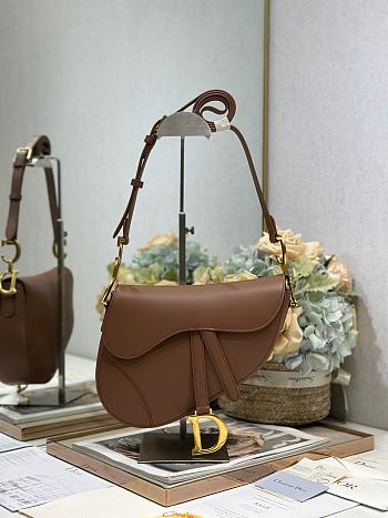 Colestore Dior Medium Soft Saddle Bag with Strap Brown Vintage Smooth Calfskin 24 x 20 x 7 cm