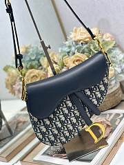 Colestore Dior Medium Soft Saddle Bag with Strap Blue Dior Oblique Jacquard and Smooth Calfskin 24 x 20 x 7 cm - 2