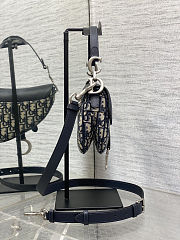 Colestore Dior Mini Saddle Bag with Strap Blue Dior Oblique Jacquard and Smooth Calfskin 19 x 15 x 6 cm - 5