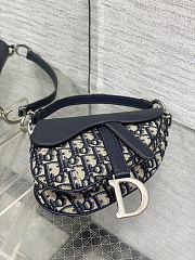 Colestore Dior Mini Saddle Bag with Strap Blue Dior Oblique Jacquard and Smooth Calfskin 19 x 15 x 6 cm - 2