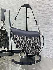Colestore Dior Medium Saddle Bag with Strap Blue Dior Oblique Jacquard and Smooth Calfskin 24 x 18 x 6 cm - 4