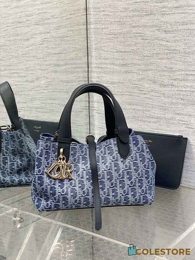 Colestore Dior Small Dior Toujours Bag Blue Denim Dior Oblique Jacquard 23x15x15cm - 1