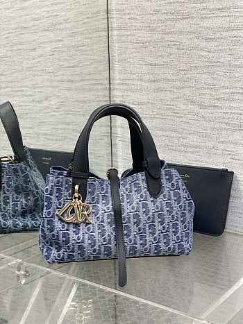 Colestore Dior Small Dior Toujours Bag Blue Denim Dior Oblique Jacquard 23x15x15cm
