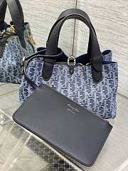 Colestore Dior Small Dior Toujours Bag Blue Denim Dior Oblique Jacquard 23x15x15cm - 3