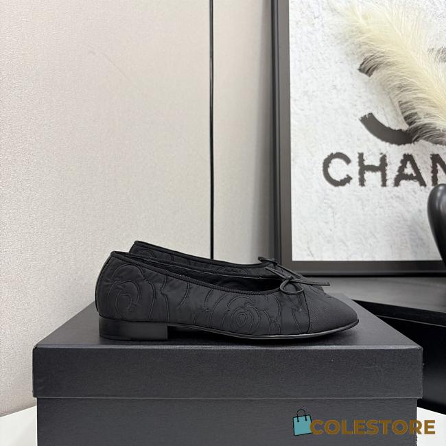 Colestore Chanel Ballerina Shoes Embroidered Fabric & Grosgrain Fabric Black - 1