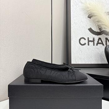 Colestore Chanel Ballerina Shoes Embroidered Fabric & Grosgrain Fabric Black