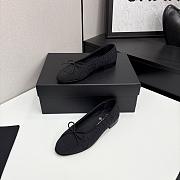 Colestore Chanel Ballerina Shoes Embroidered Fabric & Grosgrain Fabric Black - 6
