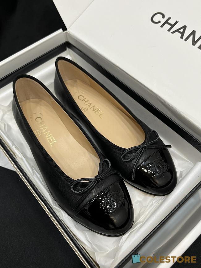 Colestore Chanel Ballerina Shoes Lambskin & Glossy Calfskin Black - 1
