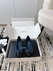 Colestore Chanel Ballerina Shoes Glossy calfskin Navy Blue & Black - 6