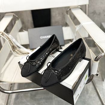 Colestore Chanel Ballerina Shoes Sequin & Grosgrain Black