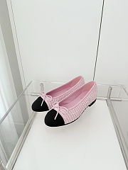 Colestore Chanel Ballerina Shoes Tweed & Grosgrain Pink, Black & White - 2