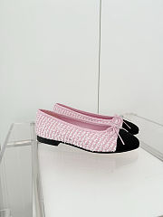 Colestore Chanel Ballerina Shoes Tweed & Grosgrain Pink, Black & White - 3