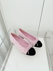 Colestore Chanel Ballerina Shoes Tweed & Grosgrain Pink, Black & White - 5