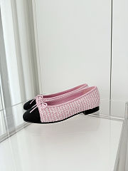Colestore Chanel Ballerina Shoes Tweed & Grosgrain Pink, Black & White - 6