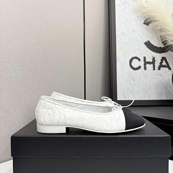 Colestore Chanel Ballerina Shoes Embroidered Fabric & Grosgrain Fabric Black & White