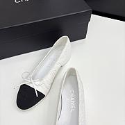 Colestore Chanel Ballerina Shoes Embroidered Fabric & Grosgrain Fabric Black & White - 6