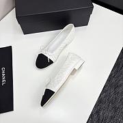 Colestore Chanel Ballerina Shoes Embroidered Fabric & Grosgrain Fabric Black & White - 3