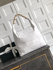 Colestore Chanel Maxi Hobo Bag Glossy Calfskin & Gold Metal White 34x36x12cm - 6